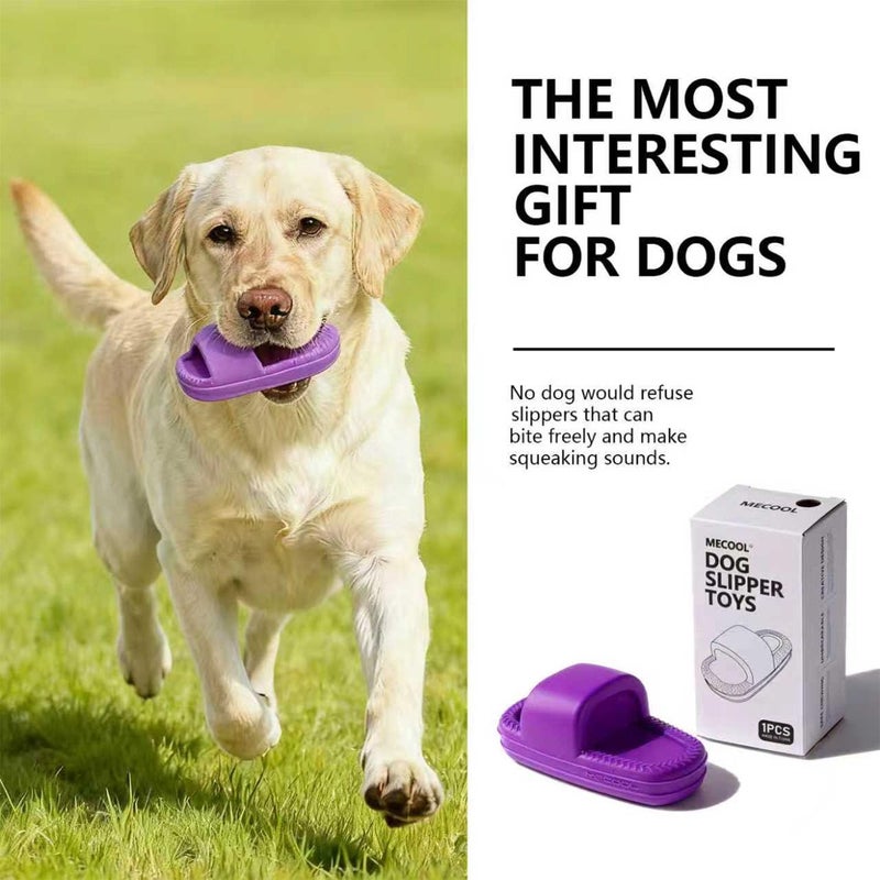 MECOOL Dog Toy Unbreakable Slippers Squeaky Dog Toys for Teehing Chewing Size for Medium and Samll Breeds(Purple) - Image 3