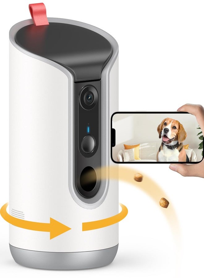 كاميرا TKENPRO 2K لتوزيع المكافآت للحيوانات الأليفة، كاميرا بزاوية رؤية 360 درجة للكلاب مع تطبيق للهاتف، كاميرا داخلية للحيوانات الأليفة تدعم تقنية واي فاي 5G و2.4G، اتصال ثنائي الاتجاه، مناسبة للقطط، إمكانية توزيع المكافآت عن بُعد، تنبيهات الحركة، والتتبع التلقائي. - Image 1