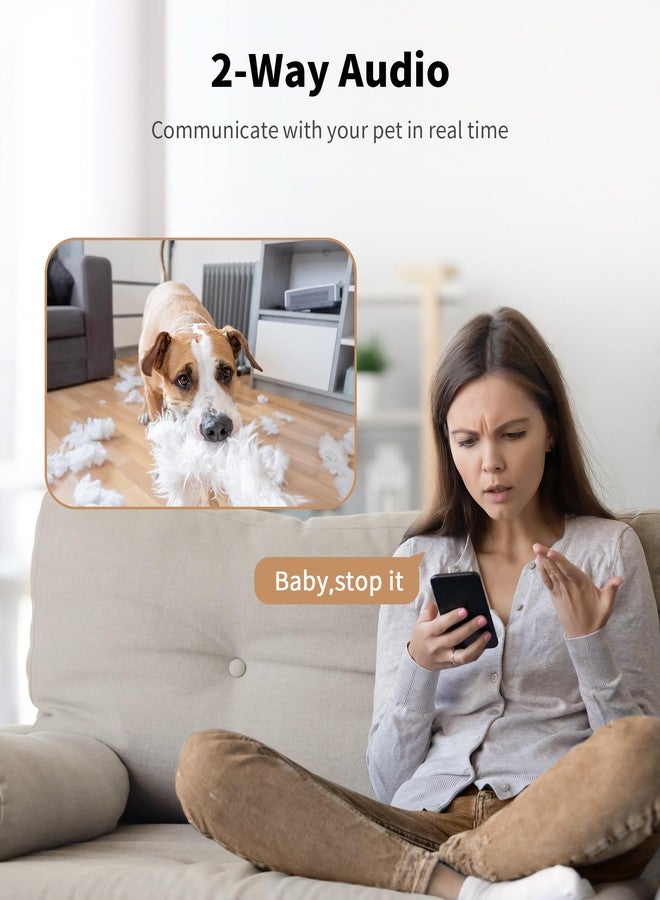 كاميرا TKENPRO 2K لتوزيع المكافآت للحيوانات الأليفة، كاميرا بزاوية رؤية 360 درجة للكلاب مع تطبيق للهاتف، كاميرا داخلية للحيوانات الأليفة تدعم تقنية واي فاي 5G و2.4G، اتصال ثنائي الاتجاه، مناسبة للقطط، إمكانية توزيع المكافآت عن بُعد، تنبيهات الحركة، والتتبع التلقائي. - Image 5