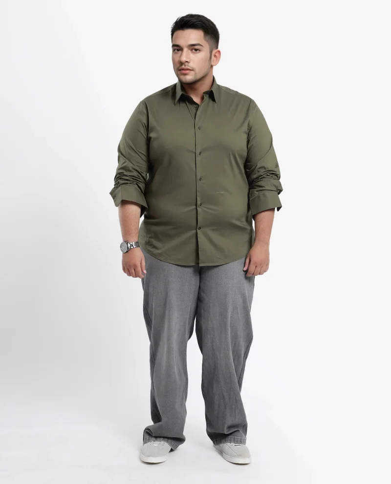 Rare Rabbit Men's Cotton Stretch Plain Shirt