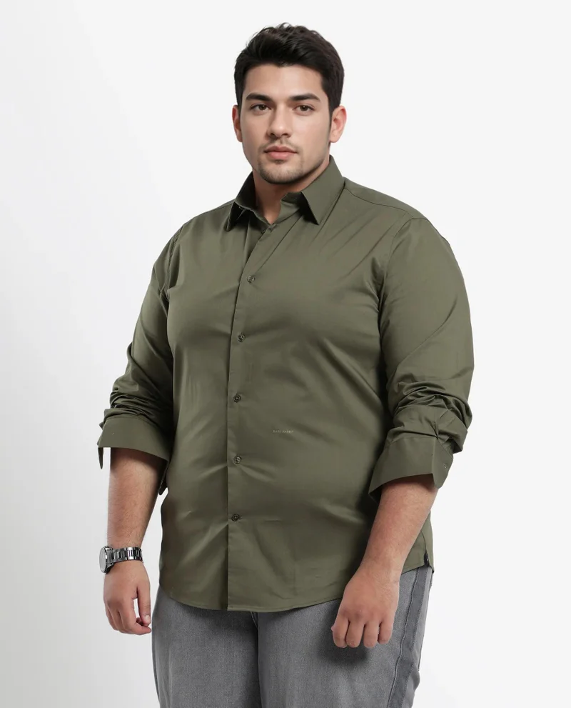 Rare Rabbit Men's Cotton Stretch Plain Shirt