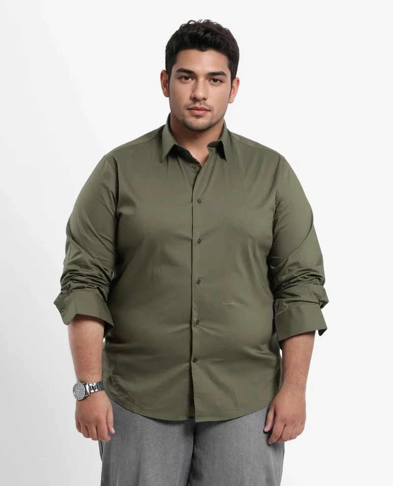 Rare Rabbit Men's Cotton Stretch Plain Shirt
