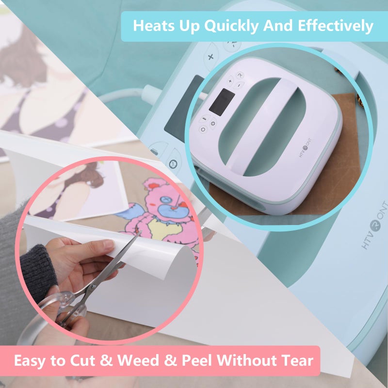 HTVRONT نقل الحرارة HTV للأقمشة الداكنة/الفاتحة - فينيل نقل الحرارة غير اللامع 12" × 30 قدم - فراغات نقل الحرارة للقمصان/الحقيبة/القبعة/الوسادة - Image 4