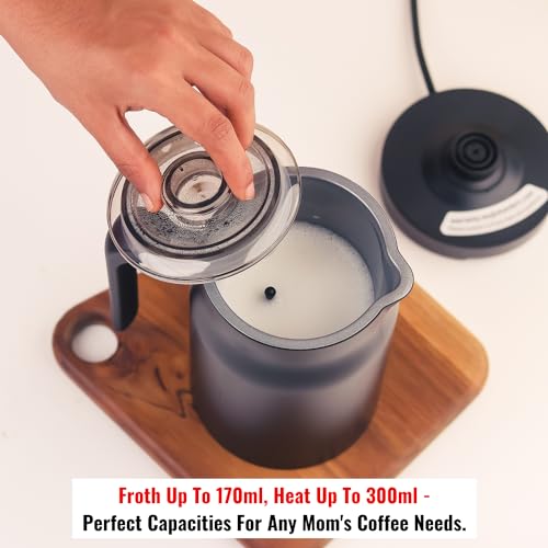 InstaCuppa 4-in-1 Electric Milk Frother with Smart Temperature Control - Touch Panel - Versatile Hot & Cold Foam Maker and Warmer, Ideal for Lattes, Cappuccinos, Hot Chocolate - 500 Watts Black - Image 4