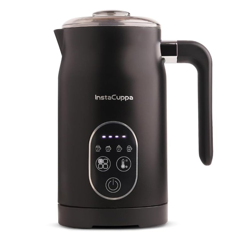 InstaCuppa 4-in-1 Electric Milk Frother with Smart Temperature Control - Touch Panel - Versatile Hot & Cold Foam Maker and Warmer, Ideal for Lattes, Cappuccinos, Hot Chocolate - 500 Watts Black - Image 1