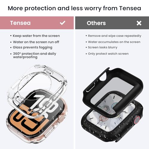 Tensea (2 in 1) for Waterproof Apple Watch Screen Protector Case Series 11/10 42mm Accessories, 360 Front and Back, iWatch PC Face Cover with Tempered Glass for Women Men, 42 mm - Image 2