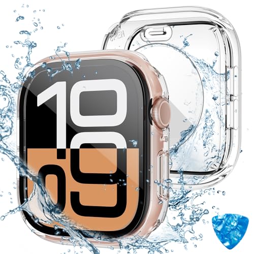 Tensea (2 in 1) for Waterproof Apple Watch Screen Protector Case Series 11/10 42mm Accessories, 360 Front and Back, iWatch PC Face Cover with Tempered Glass for Women Men, 42 mm - Image 1