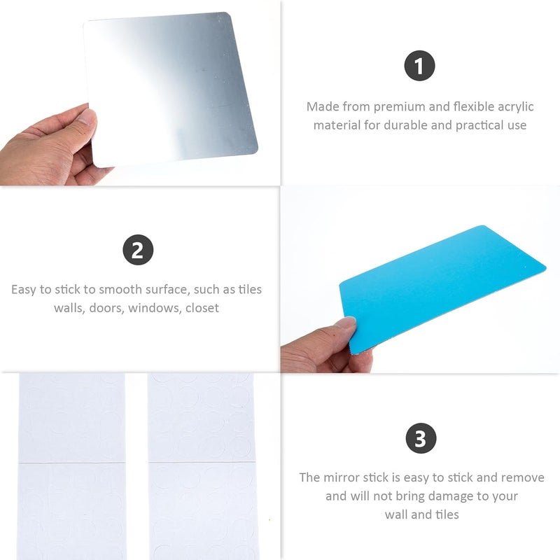 12pcs Acrylic Mirror Wall Stickers DIY Adhesive Rounded Corners for Closet and Doors, Waterproof Mirror Decal for Wall Decoration, Fashionable and Chic Tile Stickers - Image 3