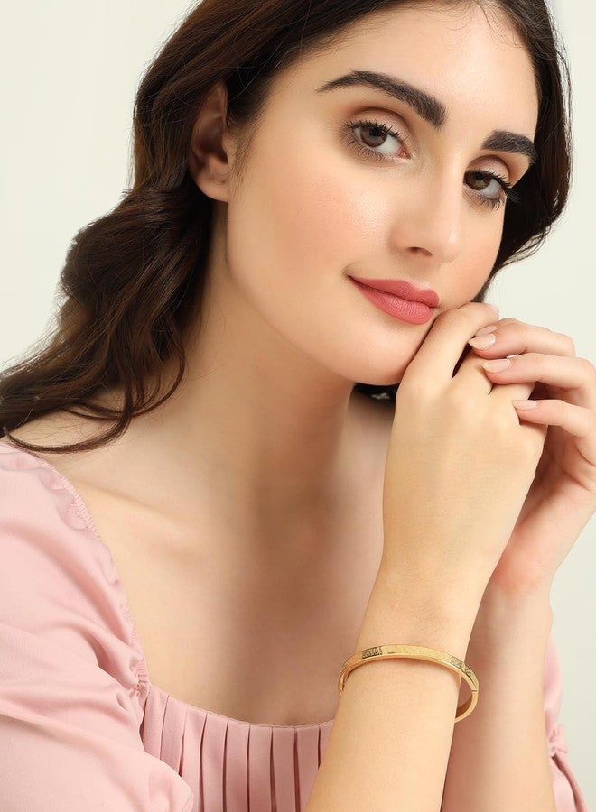 STYOLLO Anti Tarnish Steel Bracelet For Women & Girls with Rose Flower Pattern & Openable Lock | Stylish Bracelets Golden | Anti tarnish bangles Kada | Girls' Bracelet Latest-(ANT-Rose-Gold) - Image 3