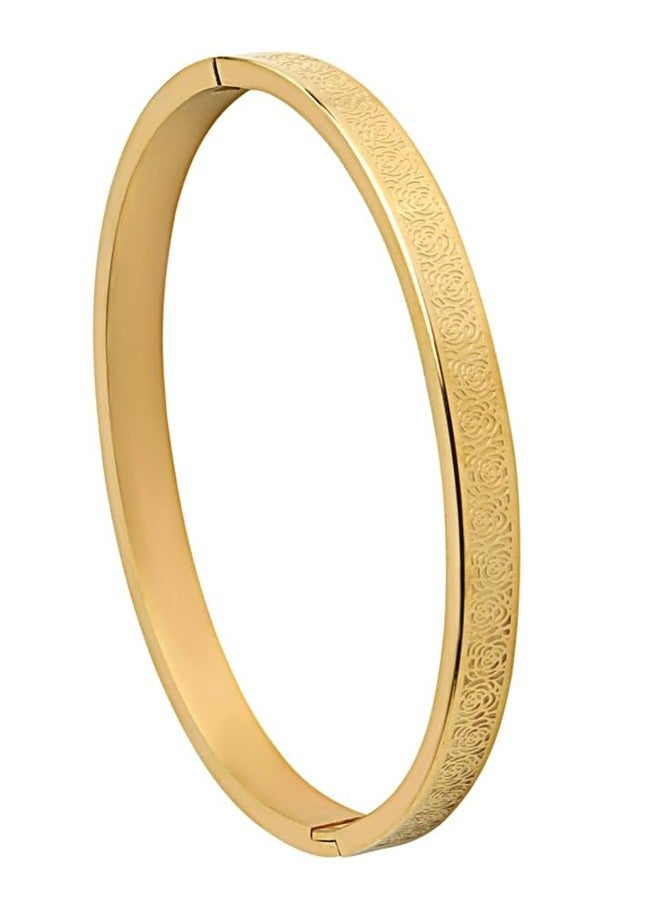 STYOLLO Anti Tarnish Steel Bracelet For Women & Girls with Rose Flower Pattern & Openable Lock | Stylish Bracelets Golden | Anti tarnish bangles Kada | Girls' Bracelet Latest-(ANT-Rose-Gold) - Image 1