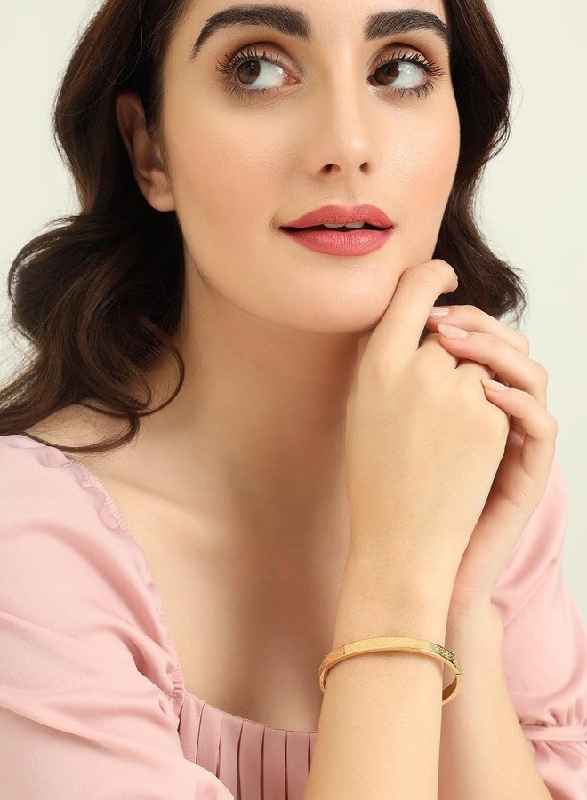 STYOLLO Anti Tarnish Steel Bracelet For Women & Girls with Rose Flower Pattern & Openable Lock | Stylish Bracelets Golden | Anti tarnish bangles Kada | Girls' Bracelet Latest-(ANT-Rose-Gold) - Image 4