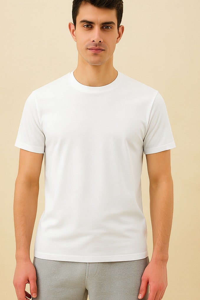 Bambelle Essential White T-Shirt for Men – Premium Pima Cotton Comfort - Image 1