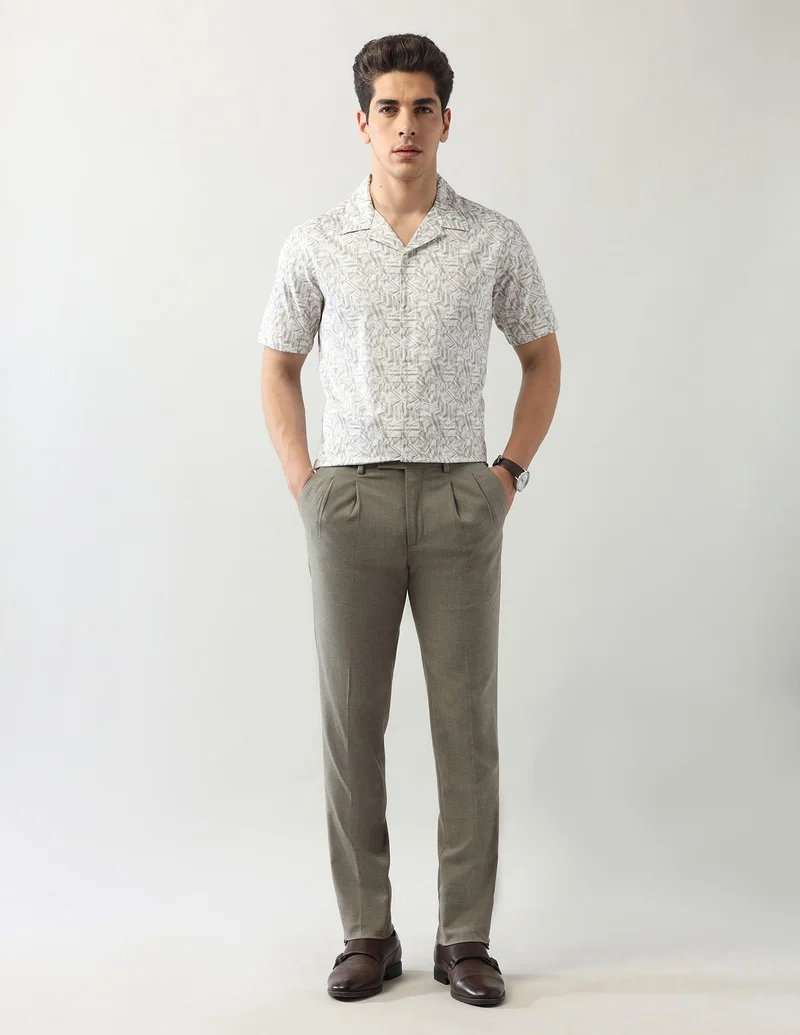Arrow Beige Abstract Slim Fit Shirt for Men | Best Price UAE