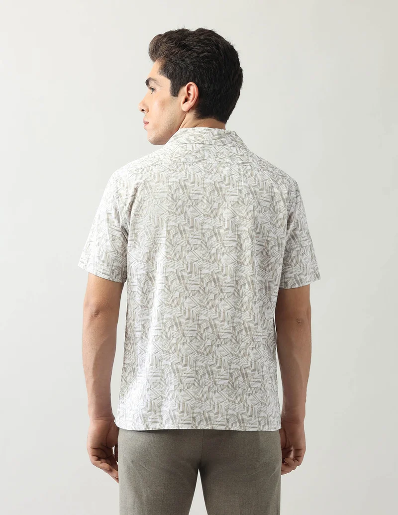 Arrow Beige Abstract Slim Fit Shirt for Men | Best Price UAE