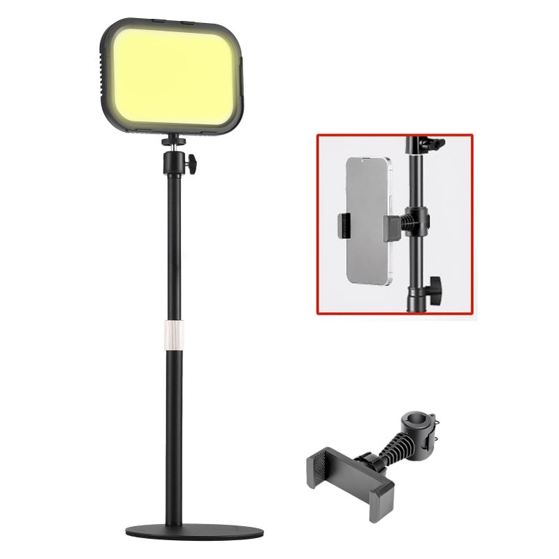 1 Packs Desktop LED Video Light Panel 12W Video Conference Light for Zoom Meeting 3000K-6500K Photography Fill Light with Adjustable Light Stand Phone Holder USB Powered for Computer - Image 3