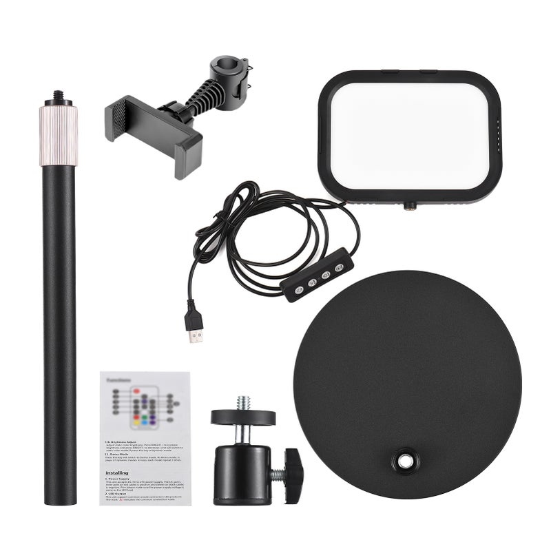 1 Packs Desktop LED Video Light Panel 12W Video Conference Light for Zoom Meeting 3000K-6500K Photography Fill Light with Adjustable Light Stand Phone Holder USB Powered for Computer - Image 4