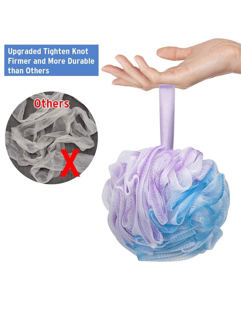 DadyMart - Bath Shower Loofah Sponge 60g Bath Mesh Pouf Shower Ball Body Scrubber Exfoliating Bath Sponge for Women and Men, Set of 4, Flower - Image 1