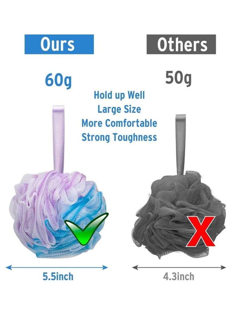 DadyMart - Bath Shower Loofah Sponge 60g Bath Mesh Pouf Shower Ball Body Scrubber Exfoliating Bath Sponge for Women and Men, Set of 4, Flower - Image 1