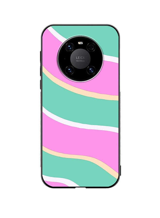 VR CREATIVE Protective Case Cover For Huawei Mate 40 Diagonal Groovy Liquid Swirl Stripe Pattern In Green, Purple, And Pink Color Design Multicolour - Image 1