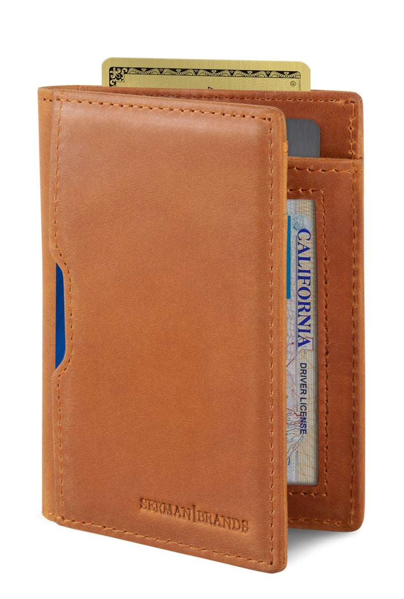 SERMAN BRANDS - Wallets for Men Slim Mens leather RFID Blocking Minimalist Card Front Pocket Bifold Travel Thin (California Desert 5.0) - Image 1
