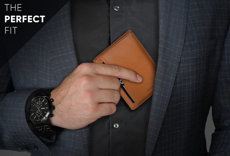 SERMAN BRANDS - Wallets for Men Slim Mens leather RFID Blocking Minimalist Card Front Pocket Bifold Travel Thin (California Desert 5.0) - Image 2