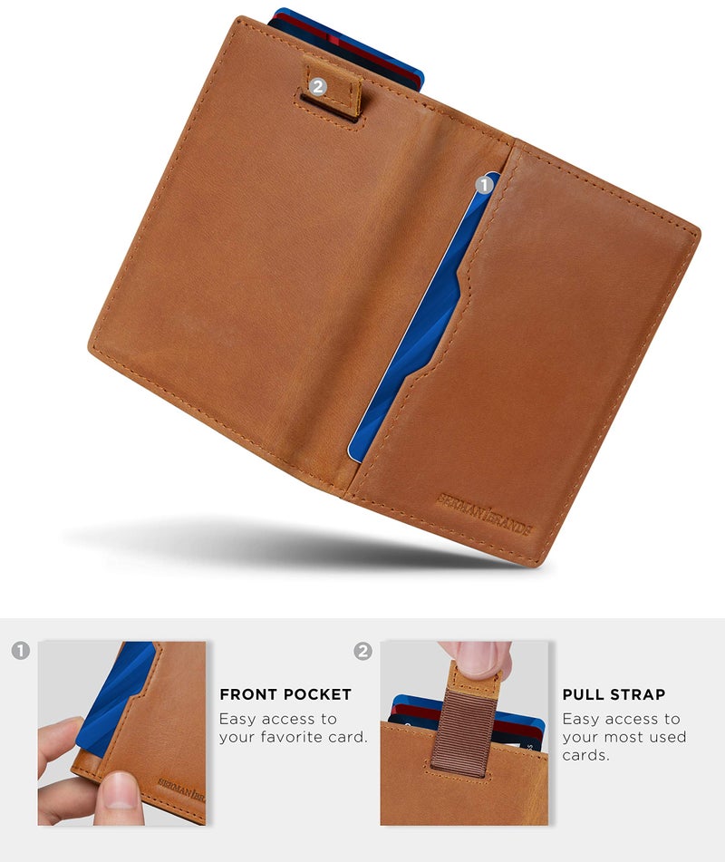 SERMAN BRANDS - Wallets for Men Slim Mens leather RFID Blocking Minimalist Card Front Pocket Bifold Travel Thin (California Desert 5.0) - Image 5