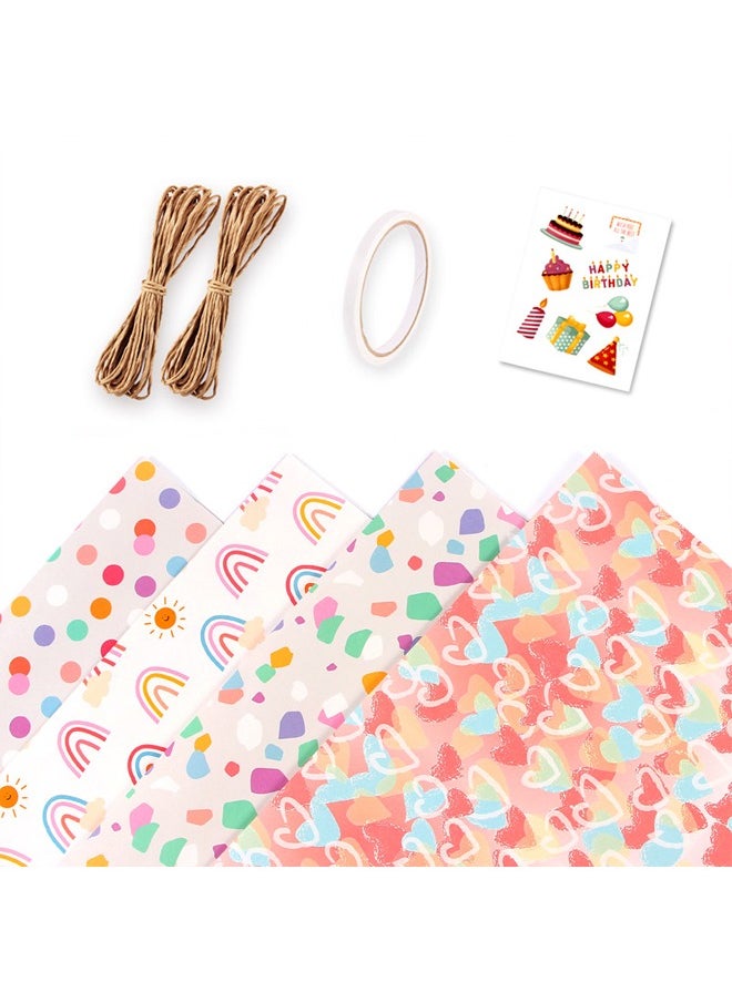 Zeemey 4 Sheets Gift Wrapping Paper With Accessories,Holiday Gift Wrapping Paper,Birthday Gift Box Gift Wrapping DIY, Gift Wrapping Paper for Birthday, Holiday, Wedding, Party,Kids Gift Wrapping (70cmX50cm)  - Image 1