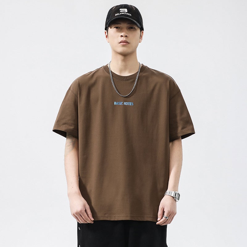 T3318 | Plus size men''s summer New 260g heavy round neck T-shirt men''s loose all-match anti-wrinkle printed short sleeve - Image 5