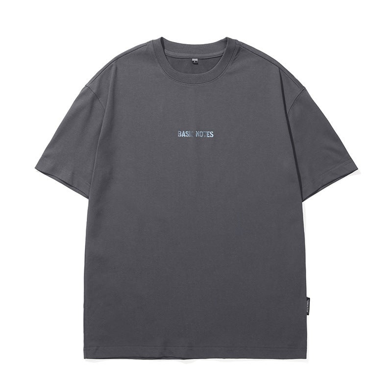 T3318 | Plus size men''s summer New 260g heavy round neck T-shirt men''s loose all-match anti-wrinkle printed short sleeve - Image 1