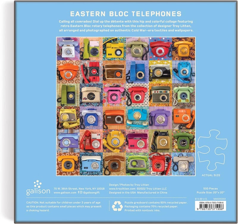 Galison Eastern Bloc Telephones 500 Piece Puzzle from - 500 Piece Puzzle Featuring Photography from Troy Litten, Thick and Sturdy Pieces, Fun Family Activity - Image 4