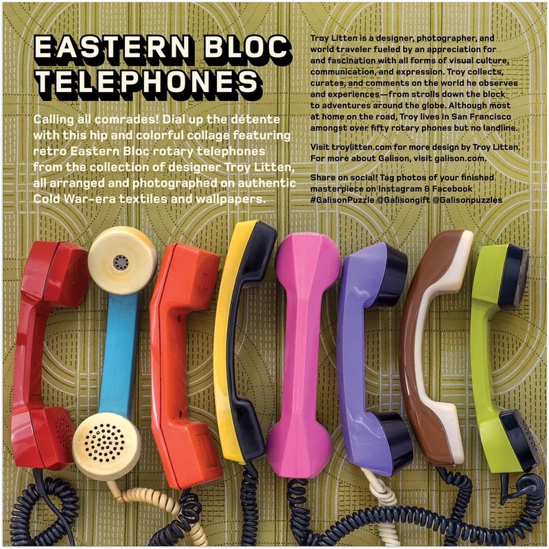 Galison Eastern Bloc Telephones 500 Piece Puzzle from - 500 Piece Puzzle Featuring Photography from Troy Litten, Thick and Sturdy Pieces, Fun Family Activity - Image 3
