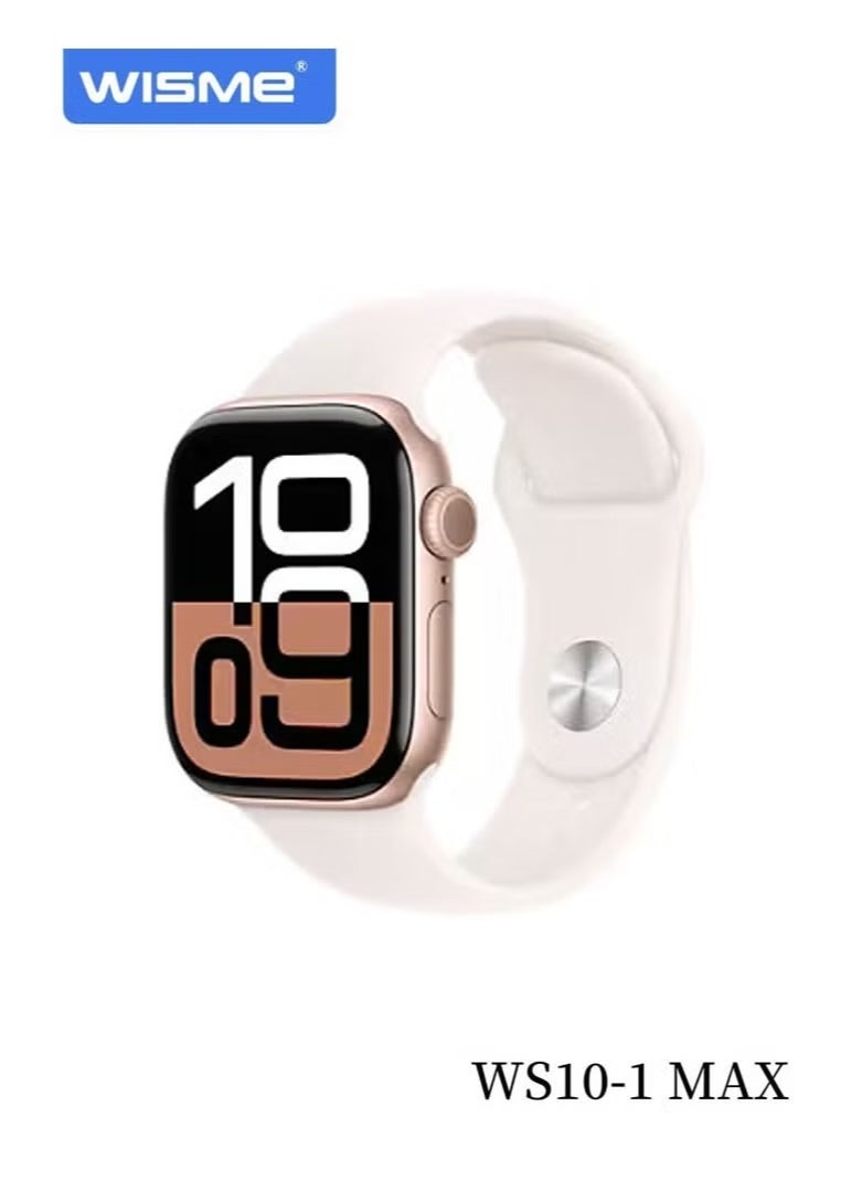 WISME WS10-1 MAX Multi-Functional Smartwatch with 7 Pairs of Straps and Charging Cable – Stylish Smartwatch for Ladies and Gents, Gold  - Image 1