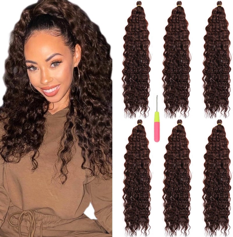 MAYSA Ocean Wave Crochet Hair Wavy Crochet Hair 22 inch Curly Crochet Synthetic Hair Extensions 6packs #4Brown - Image 1