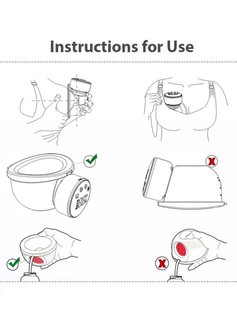 Wearable Electric Breast Pump 24mm,  Hands-Free Milk Pump, 3 Modes & 9 Levels, 180ml Capacity, LED Screen, Food-Grade Silicone, Leak-Proof, Easy to Clean (QY-102) - Image 3