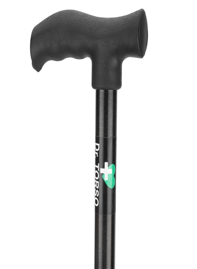 Dr. TORSO Black Edition Premium Walking Stick with Adjustable Height, Sturdy Steel Body for Men/Women, Patients, Old People (Black) - Image 3
