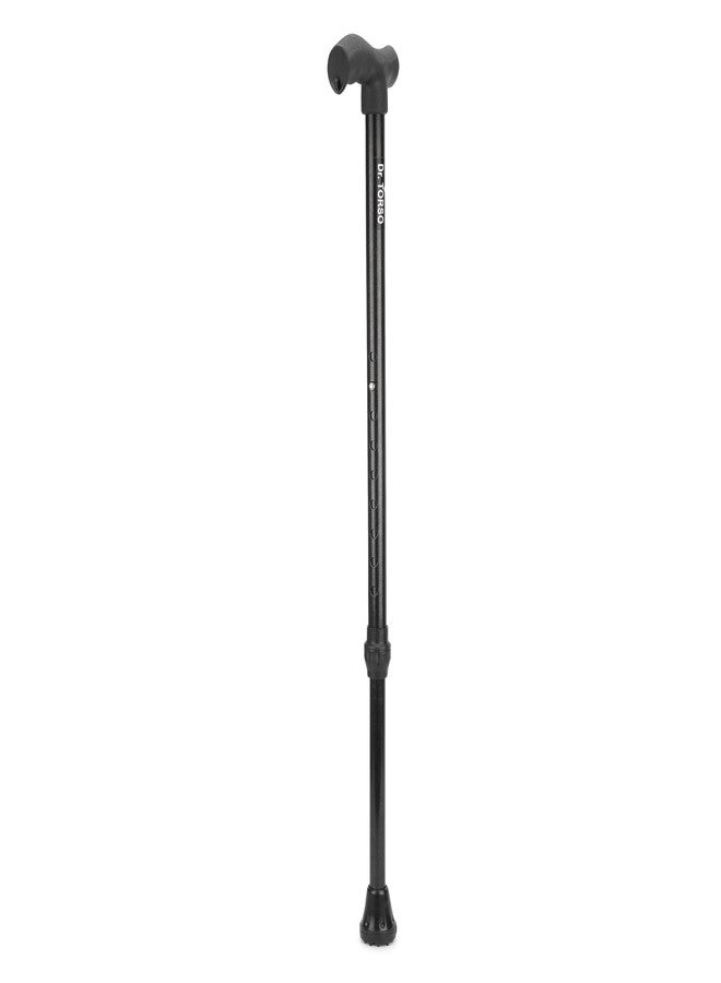 Dr. TORSO Black Edition Premium Walking Stick with Adjustable Height, Sturdy Steel Body for Men/Women, Patients, Old People (Black) - Image 5