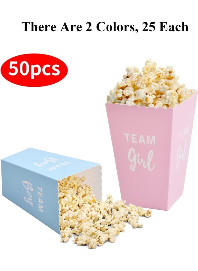 DUNISO 50pcs Popcorn Containers, Small Paper Bags, Paper Baskets, Party Gender Reveal Boxes, Blue And Pink For Birthday Wedding Movie Theater Popcorn Boxes - Image 3
