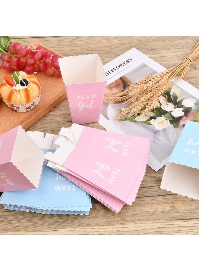 DUNISO 50pcs Popcorn Containers, Small Paper Bags, Paper Baskets, Party Gender Reveal Boxes, Blue And Pink For Birthday Wedding Movie Theater Popcorn Boxes - Image 5