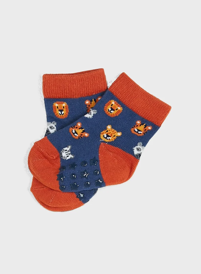 JoJo Maman Bebe Kids 3 Pack Safari Socks