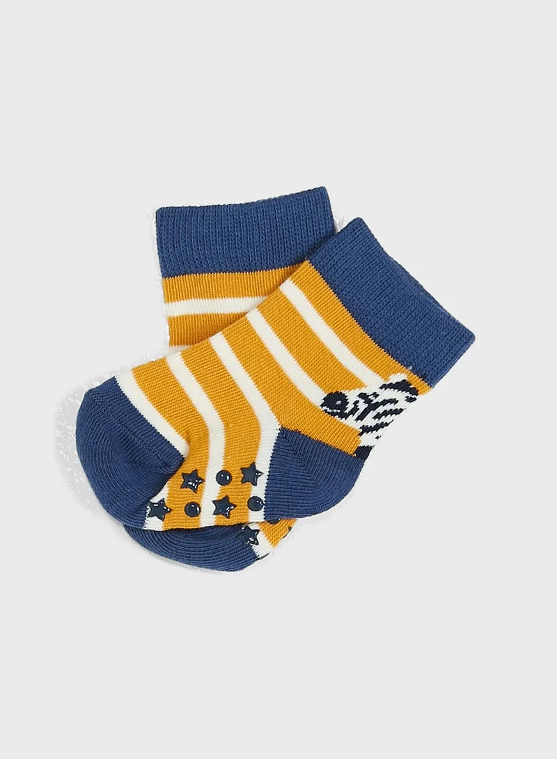 JoJo Maman Bebe Kids 3 Pack Safari Socks