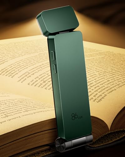 86lux Book Light Rechargeable ClipOn LED Reading Light for Bed Night Use 3 Color Temperatures with Stepless Dimming Ultralight Bookmark Design for Kids Book Lovers Green