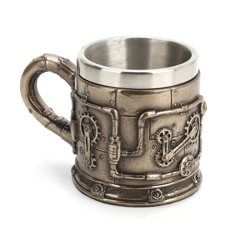 Veronese Design 2 oz Steampunk Gear Mini Mug Shot Glass With Removable Stainless Steel Insert