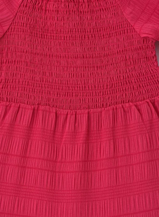 babyqlo Pink Puff Sleeve Maxi Dress
