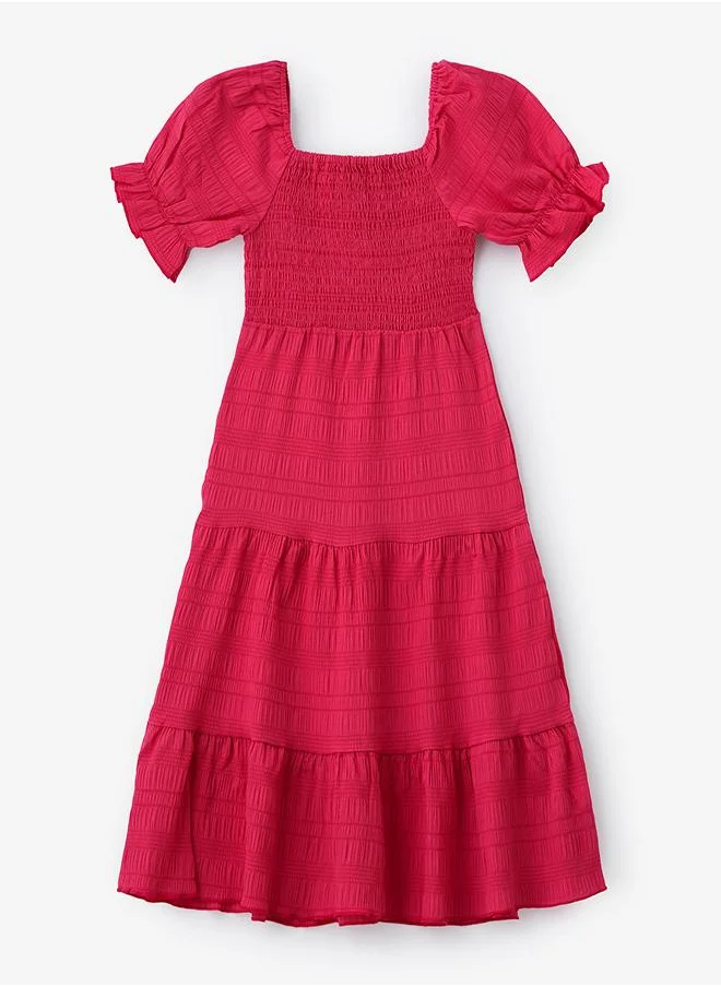 بيبي كلو Pink Puff Sleeve Maxi Dress