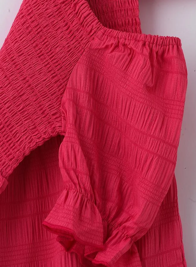 babyqlo Pink Puff Sleeve Maxi Dress
