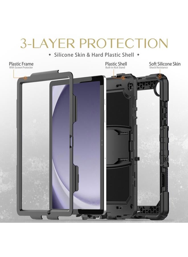 erorex Case For Samsung Galaxy Tab A9+ Silicone Hydric PC Tablet Case with Shoulder Strap & Holder - Image 4