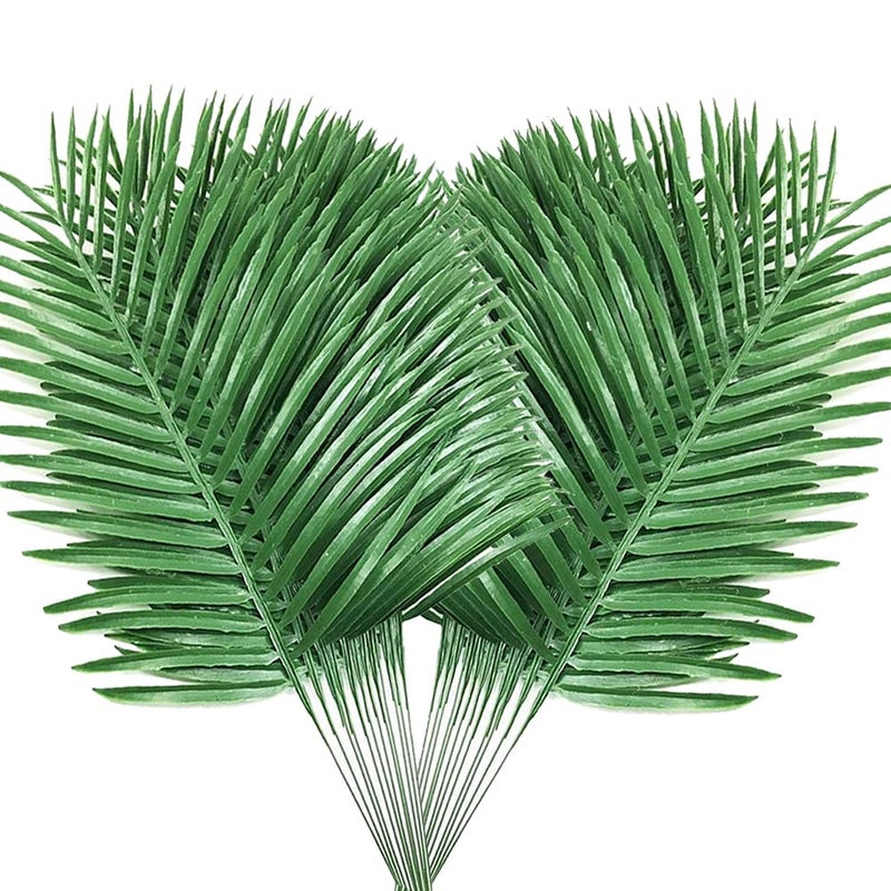 Antspirit 24pack Palm Leaves Branches for Palm Sunday Artificial Plants Fake Palms Frond Tropical Plant for Floral Arrangement Hawaiian Jungle Beach Wedding Party (24, Green) - Image 1