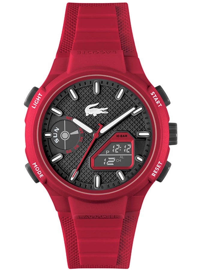 LACOSTE - LC33 Analog and Digital Display Silicon Strap Wrist Watch - 45 mm - Red - Image 1