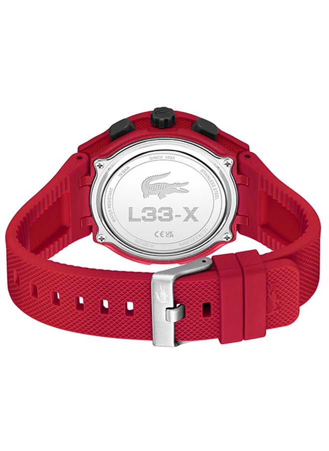 LACOSTE - LC33 Analog and Digital Display Silicon Strap Wrist Watch - 45 mm - Red - Image 1