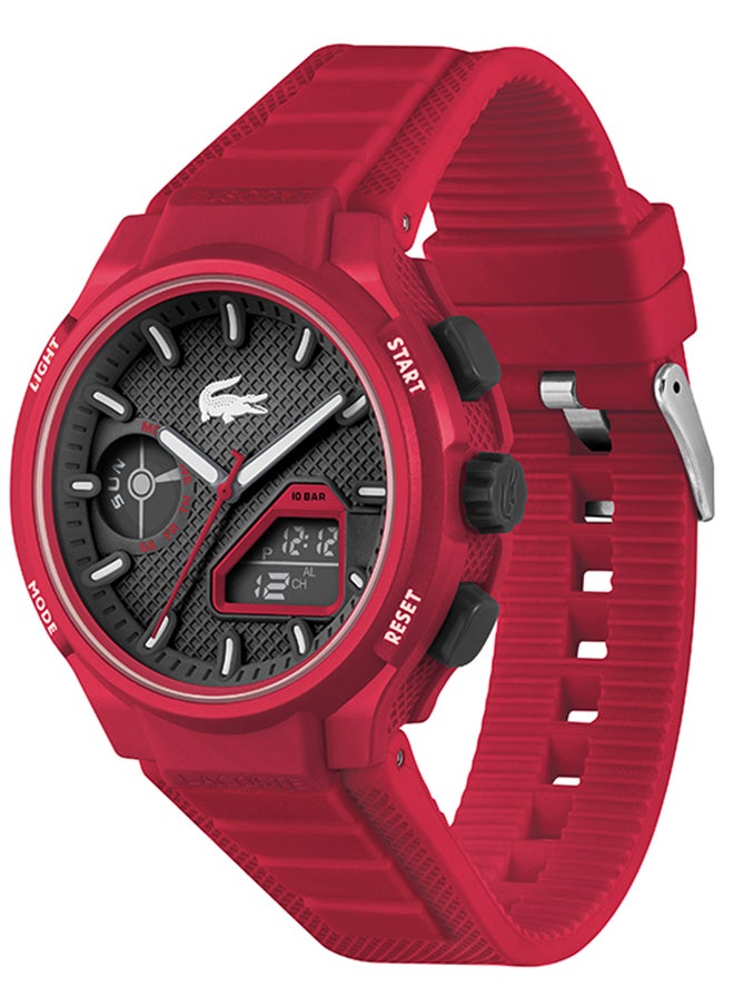 LACOSTE - LC33 Analog and Digital Display Silicon Strap Wrist Watch - 45 mm - Red - Image 1